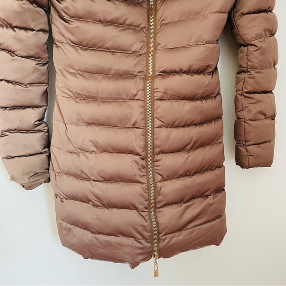 B. STYLE Light Brown Long Bubble Coat Size Medium - Picture 5 of 15